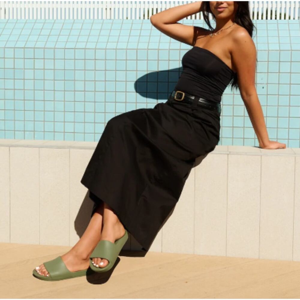 Women's Olive Green Slide Sandals